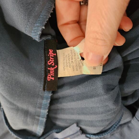 Vintage 90s Pleated Knee-Length Blue Flare High Waist Skirt. Size Large. - Picture 6 of 6